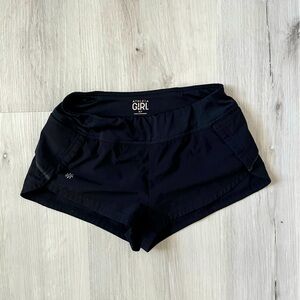 Black Athleta Girls lined running shorts EUC size 7/S
